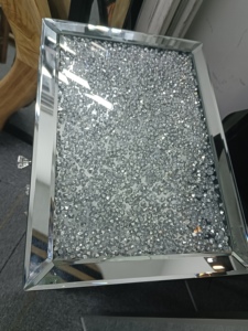 Crushed Diamond Sparkle Blingbling Silver Bevel Edge Crystal 3 Drawer Living Room <strong>Bedside</strong> Cabinet <strong>Console</strong> <strong>Table</strong> - Product Image 2