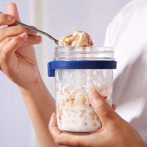 Tarros portátiles de Oats con tapa y cuchara, 12oz, 350ml, tarros de Mason herméticos para desayuno y almuerzo - Product Image 4