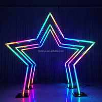 Arche lumineuse LED RGB à changement de couleur, support étoile néon, cadre d'entrée en étoile à cinq branches pour décoration de mariage, anniversaire, événement