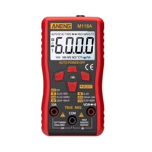 Multimètre numérique automatique miniature M118A True RMS avec fonction lampe torche et détection de tension sans contact (NCV) - Capte jusqu'à 6000 valeurs - Product Image 1