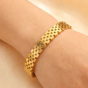 Correa de Reloj CAIOOCHE con Diseño de Panal de Abeja, Brazalete de Acero Inoxidable para Mujer, Chapado al Vacío en Oro de 18K, Hexagonal, Elegante, de Alta Gama, para Fiestas - Product Image 2
