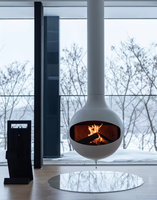 Poêle à bois suspendu moderne autoportant pour intérieur, design écologique pour villa, personnalisable