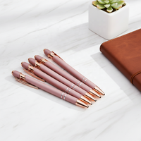 Stylo Beauté à Écran Tactile Or Rose, Marqueur Magique, Stylo Bille à Double Fil en Métal Biseauté pour Téléphone Portable et iPad