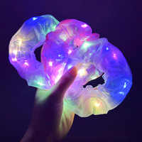 Élastique à cheveux LED lumineux en forme de côlon, en maille, pour boîte de nuit, avec bandeau clignotant, haute élasticité, forme circulaire