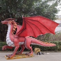 Dragon animatronique grandeur nature, dragon rouge européen, statue de dragon robotique, modèle de dragon réaliste pour parc à thème, événement d'Halloween, exposition