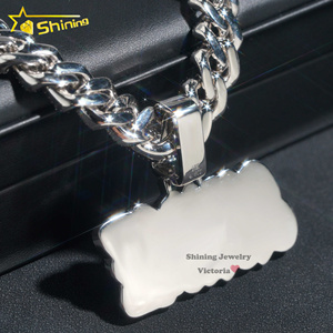 Lujo sólido trasero 925 Plata Iced Out nombre letra salvaje Moissanite diamante hombres personalizado Hip Hop colgante para cadena <span class=keywords><strong>de</strong></span> eslabones cubanos - Product Image 4