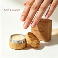 Baume réparateur pour cuticules SAGALAGA 15g, à base de plantes naturelles, avec pot en bambou, pour cuticules gercées et ongles secs, logo personnalisé
