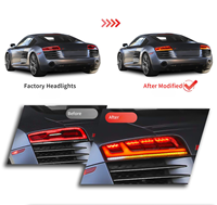 Nouvel ensemble de feux arrière à LED pour Audi R8 2007-2015 avec lentille rouge - Clignotants séquentiels, feux de freinage et feux de recul