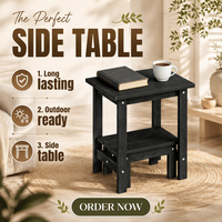 Ensemble de 2 tables d'appoint modernes en plastique HDPE pour l'extérieur, résistantes à l'eau et au soleil, aspect bois, pour patios et jardins