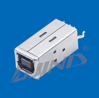 Conector hembra de alta durabilidad tipo B 4P de alta durabilidad, Conector de soldadura de montaje de Cable de 180 grados para Puerto de base de impresora USB Compatible con PCB
