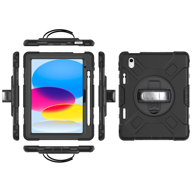 JGX Pro Hand Shoulder Strap Kickstand Pen Slot Tablet Case for Ipad 10th 10 Generation 10.9 Inch Kids Case