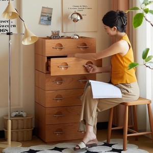 Vintage Solid Wood <b>Chest</b> Of Drawers Cherry Color 50x40x36 Cm Modular <b>Storage</b> Unit For Bedroom Or Dining Room - Product Image 4