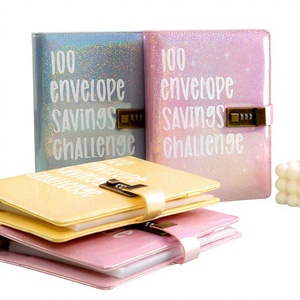 Carnet de budget numérique en similicuir imprimé 8,5 pouces, format Macaron, avec 100 enveloppes, pour le défi des 100 enveloppes, organisateur de cadeaux pour couples - Product Image 1