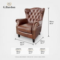 Fauteuil d'angle vintage en cuir au design industriel pour la maison, le bureau, l'hôtel, le bar à cigares, le salon - Vente en gros