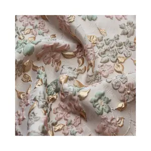 High quality 100%polyester woven customize fashion yarn dyed brocade jacquard fabrics for dress