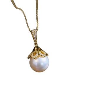 WENCHI 10244 - Colgante de Collar Simple y Moderno con Cuentas Redondas de Plata S925 de 7-8 mm, Accesorio de Perlas - Product Image 5