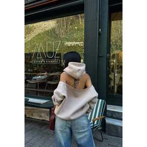 Sweat-shirt à capuche confortable pour femme avec fermeture éclair décorative - Product Image 2