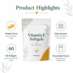 Vitamine E Naturelle Pure en Gros 100 UI Extrait de Tocotriénols 300 mg Gélules Molles Soutien Immunitaire Santé de la Peau Usage Adulte (Non destiné aux nouveau-nés) - Product Image 2
