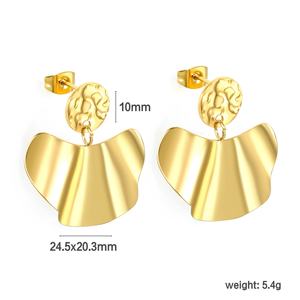 Pendientes de Moda con Hojas de Ginkgo Biloba, Diseño Irregular de Pétalos de Flor en Acero Inoxidable, Joyería con Baño de Oro de 18K - Product Image 6