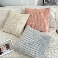 Housse de coussin en peluche gaufrée 3D douce, couleur unie, en velours, pour salon, textile de maison