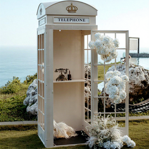 Cabina telefónica de plantación de primavera, libro de visitas de Audio, telón de fondo de boda de hierro de neón, cabina telefónica de Londres para boda - Product Image 1