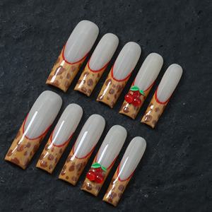 Uñas Postizas de Lujo Hechas a Mano, Estilo Stiletto, Punta Francesa, 10 Piezas, Reutilizables, Acrílicas, con Diseño de Mariposa - Product Image 3
