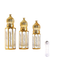 Mini emballage cosmétique 3ml 6ml 12ml arabe Vintage octogonal parfum rouleau bouteille électrolytique verre Attar bouteille pour voyage