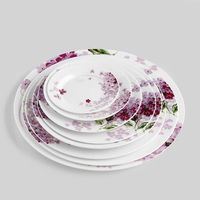 Assiette plate en céramique de style chinois, motif végétal, en porcelaine fine, de 4 à 10 pouces, couleur lilas, compatible micro-ondes, pour toutes les occasions