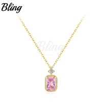 BLING mode luxe bijoux pierres précieuses collier Fine Design 925 argent Oem personnalisé femmes collier carré forme diamant collier