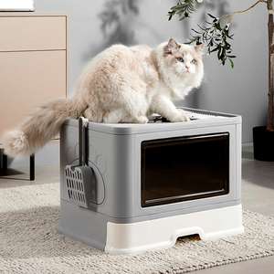 Nouveau grand bac à litière pliable fermé pour chat en plastique PP - Product Image 1