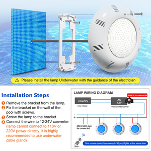 Lampe LED de haute qualité pour piscine, étanche à l'eau salée, RGB blanc, IP68, montage en surface - Product Image 6