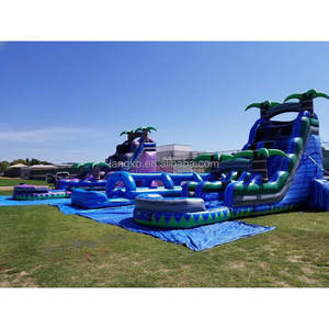 Toboggan aquatique gonflable commercial 2026 pour adultes et enfants, motif palmier, avec piscine intégrée, à prix abordable - Product Image 2