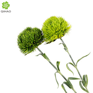 Qihao Fleurs artificielles en soie, œillets verts foncés et verts clairs, pour décoration de mariage, style bonsaï d'intérieur - Product Image 5