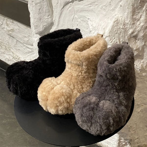 Xinzirain Logo personnalisé 2024 <span class=keywords><strong>bottes</strong></span> <span class=keywords><strong>de</strong></span> <span class=keywords><strong>neige</strong></span> d'hiver pour femmes en coton à fermeture éclair en fourrure douce - Product Image 1