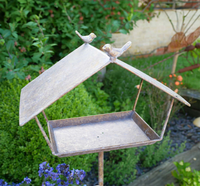 Support pour mangeoire à oiseaux en métal robuste, résistant aux intempéries, facile à installer, réglable en hauteur, JH-Mech W33cm X D22cm X H123cm