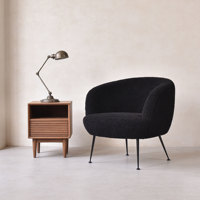 Fauteuil moderne noir en sherpa rembourré CARLFORD, chaise de loisirs douce et durable pour la maison, le bureau, le salon, la chambre à coucher, l'appartement
