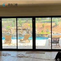 Porte coulissante de patio résidentielle résistante aux impacts d'ouragan, à double vitrage trempé, en aluminium pour l'extérieur