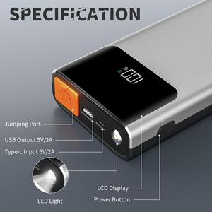 Démarreur de batterie 12V pour moteur essence et diesel, 10000mAh, avec fonction de <span class=keywords><strong>booster</strong></span> de batterie de voiture et lumière LED - Product Image 6