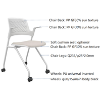 Chaise de bureau exécutive moderne pliable avec roulettes, chaise de conférence adaptée aux immeubles de bureaux, écoles, appartements
