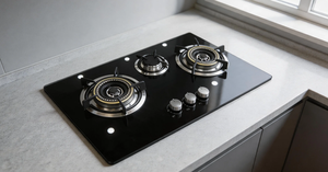Table <span class=keywords><strong>de</strong></span> cuisson à <span class=keywords><strong>gaz</strong></span> trois brûleurs, allumage électronique, surface en verre trempé, installation sur table, usage domestique et hôtelier, efficacité énergétique - Product Image 2