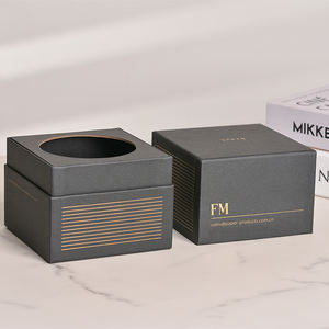 Custom Logo UV Printing Biodegradable <b>Recyclable</b> Hard Cardboard Candle Gift <b>Box</b> Black Craft Paper Packaging <b>Box</b> for Candle - Product Image 2