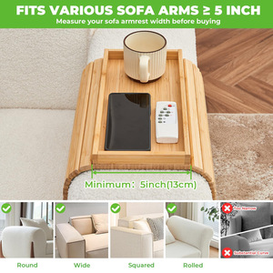 ถาดวางแขนโซฟาไม้ไผ่แบบพับได้ ที่วางแก้วกาแฟ ใช้ในห้องนั่งเล่น - Product Image 3