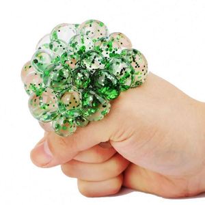 Wholesale Eco-Friendly Promotional Mesh Balls Glitter Squishy Squeeze Grape Ball Stress Relief Fidget Toy PU Foam - Product Image 2