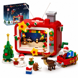 Ensemble de blocs de construction <span class=keywords><strong>LED</strong></span> rétro <span class=keywords><strong>TV</strong></span> de Noël 626 pièces, modèle de scène lumineuse pour les fêtes, jouet pour enfants, décoration festive pour la maison, cadeau en gros - Product Image 1