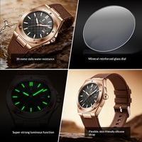 Montre à quartz élégante et classique avec bracelet en silicone, affichage lumineux, fonction date, résistance à l'eau 30M, boîtier en métal, style professionnel