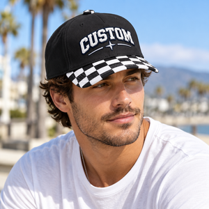 Gorra de Diseño Personalizado con Estampado de Cuadrícula, Letras Bordadas, Gráfico de Estrella y Brújula, Borde Reforzado, Venta al por Mayor, Verde Salvia, para Hombre, Estilo Skate - Product Image 5