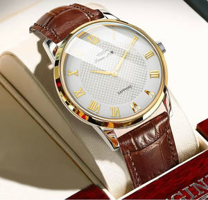 Orologio Classico da Uomo al Quarzo con Scala Romana, Impermeabile, Luminoso, Cinturino in Vera Pelle, Reloj Montre - Product Image 5