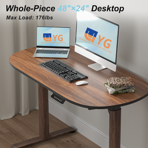Oval Leg Electric Height Adjustable Desk,48x24 Inch One-Piece Oval Desktop, Standing Desk for Home Office, Walnut - Product Image 6