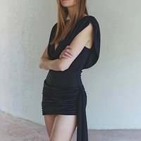 Robe moulante courte pour femme, col en V drapé, taille personnalisée, haute qualité, livraison rapide, blanche