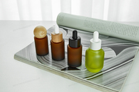Bouteille en verre compte-gouttes de sérum de cylindre d'ambre givré bouteille vide de luxe de 50ml-pour le liquide d'oeil d'huiles essentielles avec le tube en verre